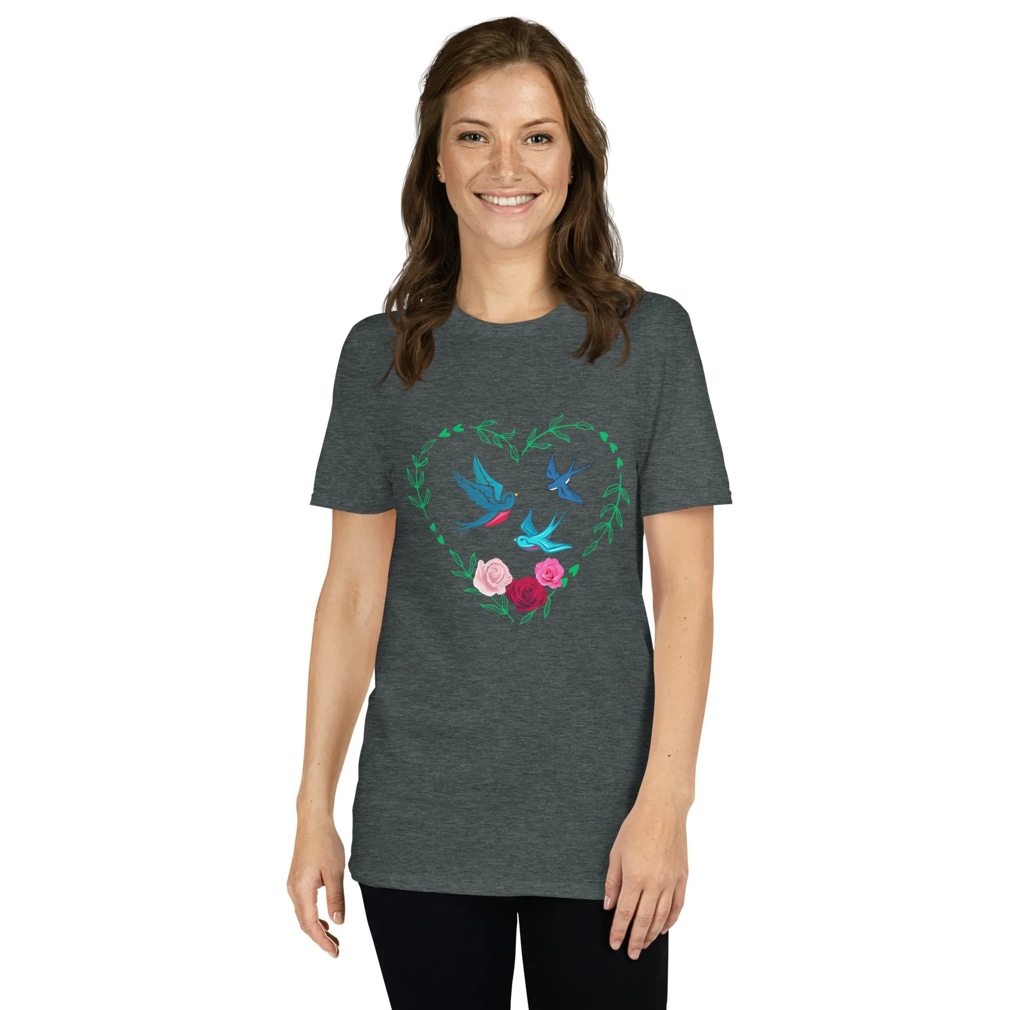 3 Birds 3 Roses - Short-Sleeve Unisex T-Shirt ~ 100% Cotton - Sharon Dawn Collection (Sale Price: $44.99 CAD)