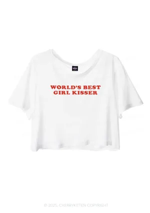 Best Girl Kisser Pride Y2K Sheer Crop Tee Cherrykitten