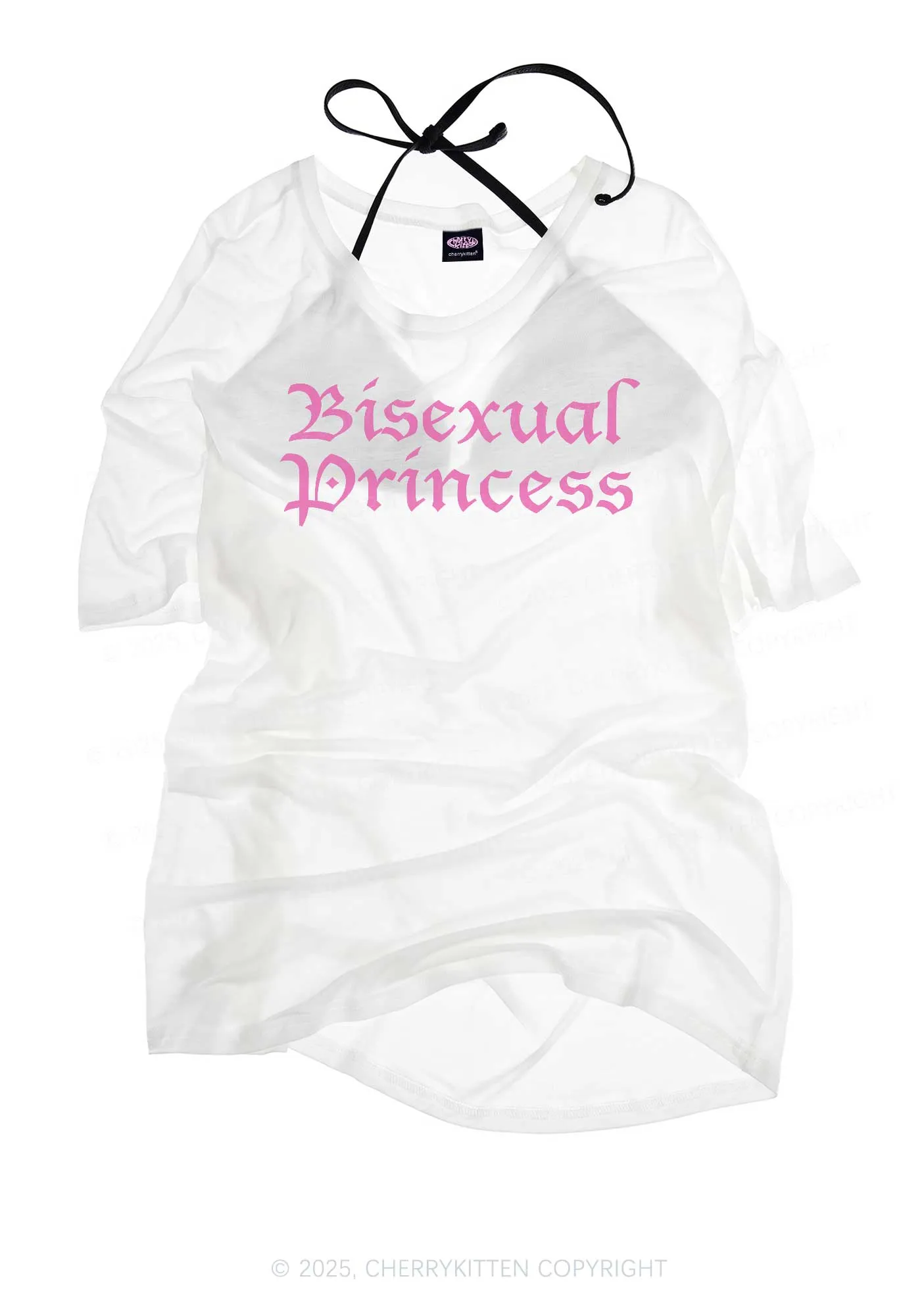 Bisexual Princess Pride Y2K Sheer Boyfriend Tee Cherrykitten