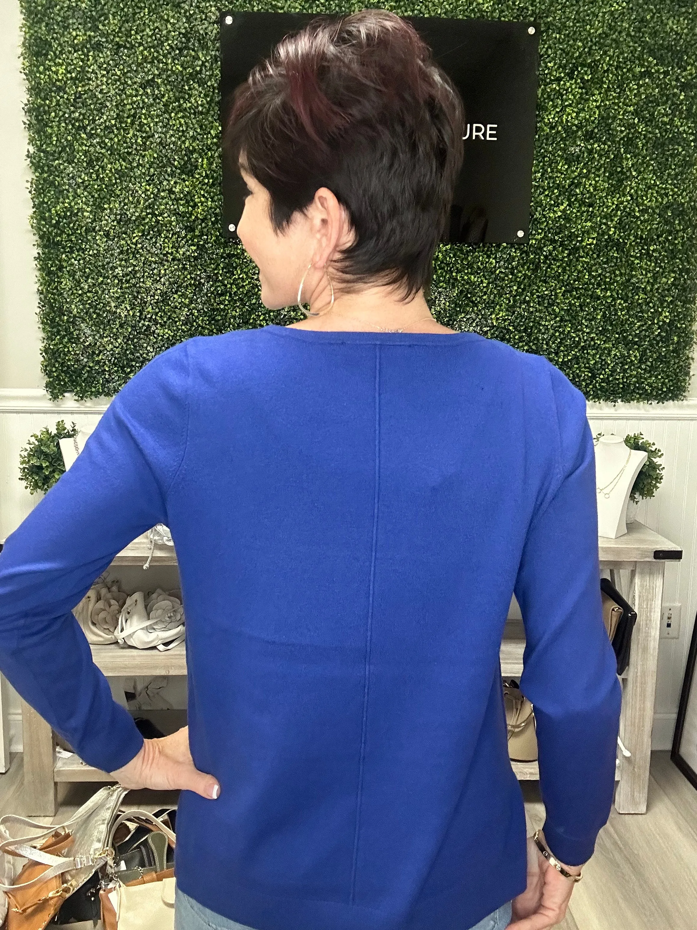 Crew Neck Sweater with Seam Detail