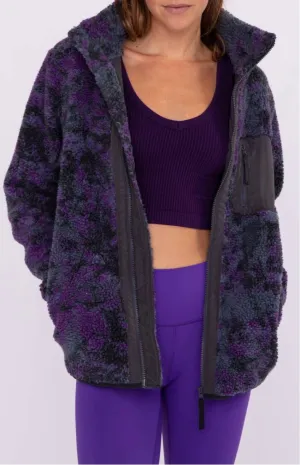 Dark Tie-Dye Sherpa Full Zip Jacket