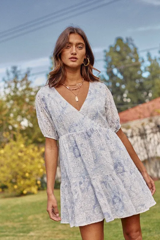 Eyelet Short Sleeve Babydoll Dress