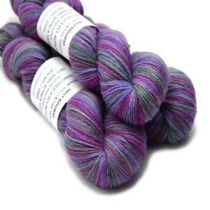 Hand Dyed Baby Alpaca Yarn 4 Ply Fingering Weight in Pink Purple Green 12601