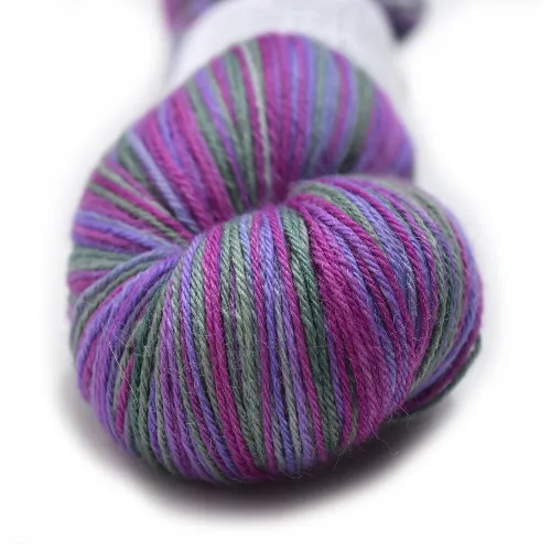 Hand Dyed Baby Alpaca Yarn 4 Ply Fingering Weight in Pink Purple Green 12601