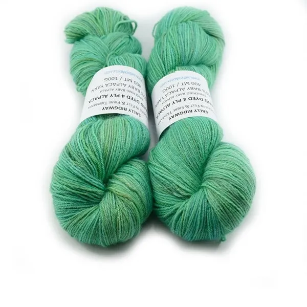 Hand Dyed Baby Alpaca Yarn 4 Ply in Turquoise Green 12743