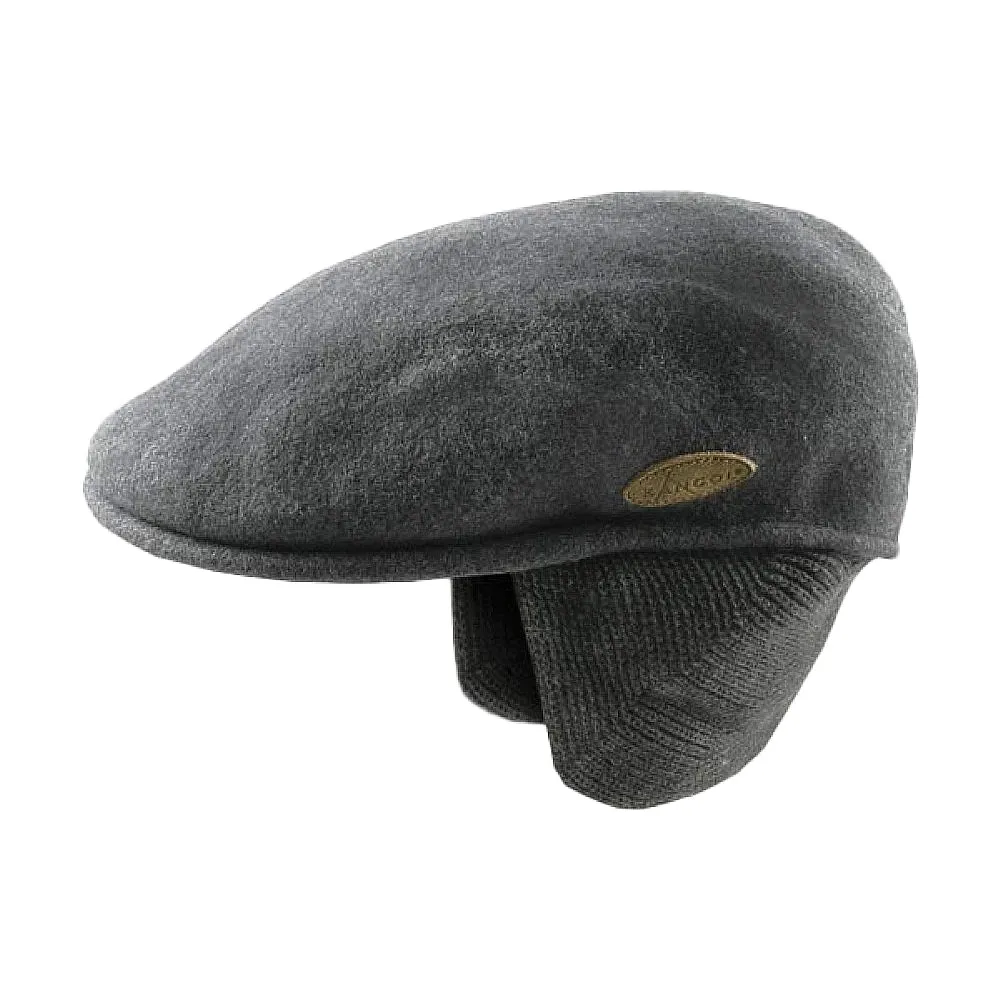 Kangol Wool 504 Earflaps Flat Cap - Dark Flannel