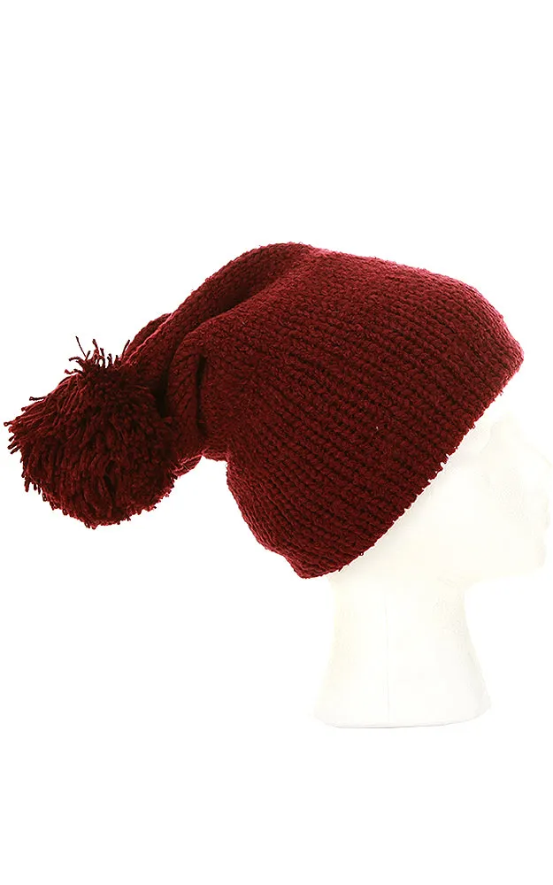 MH1828 Burgundy Scarf Pompom Hat