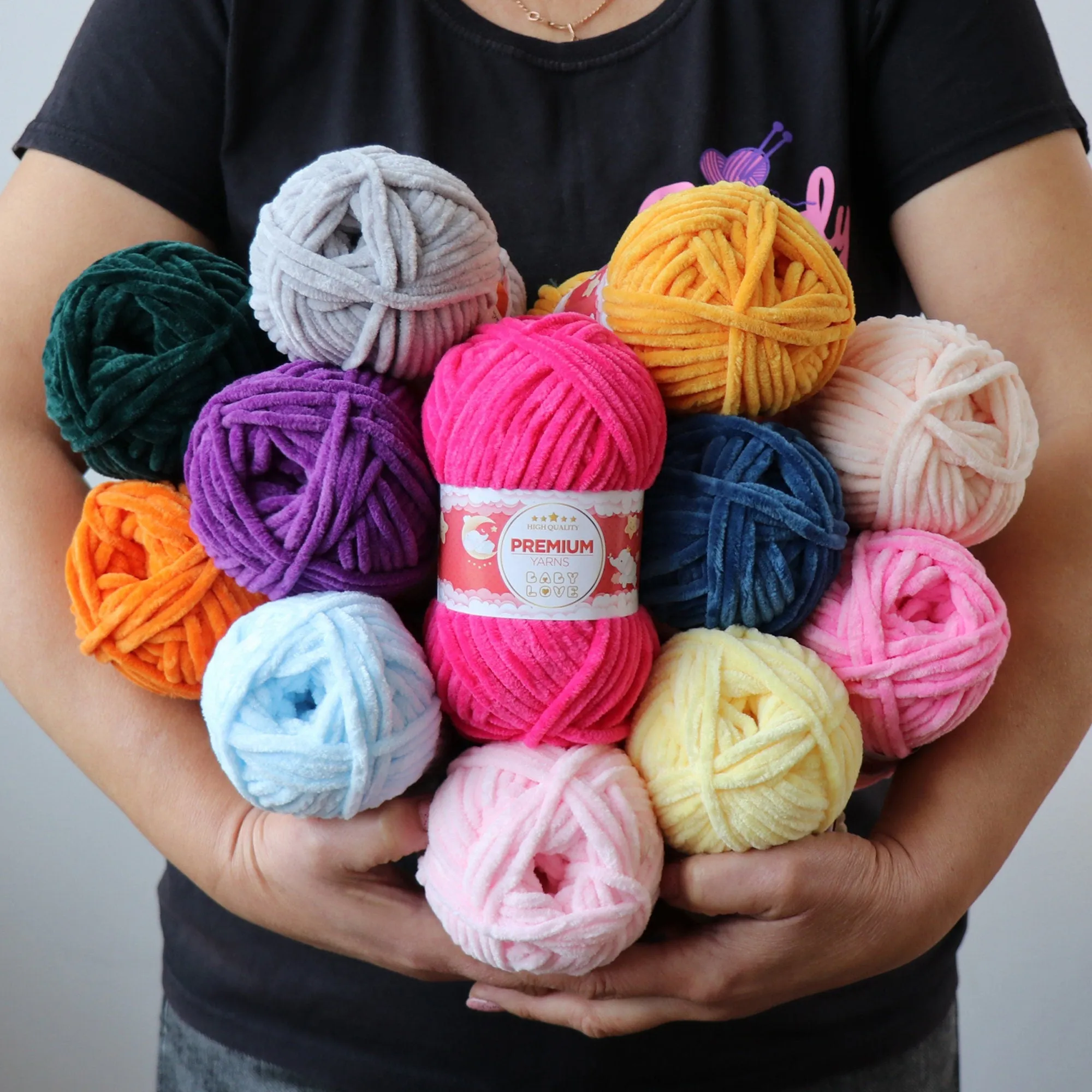 Premium Yarns Baby Love, 34 Colors, Chunky Chenille Yarn, 1.7 oz / 65.7 yards