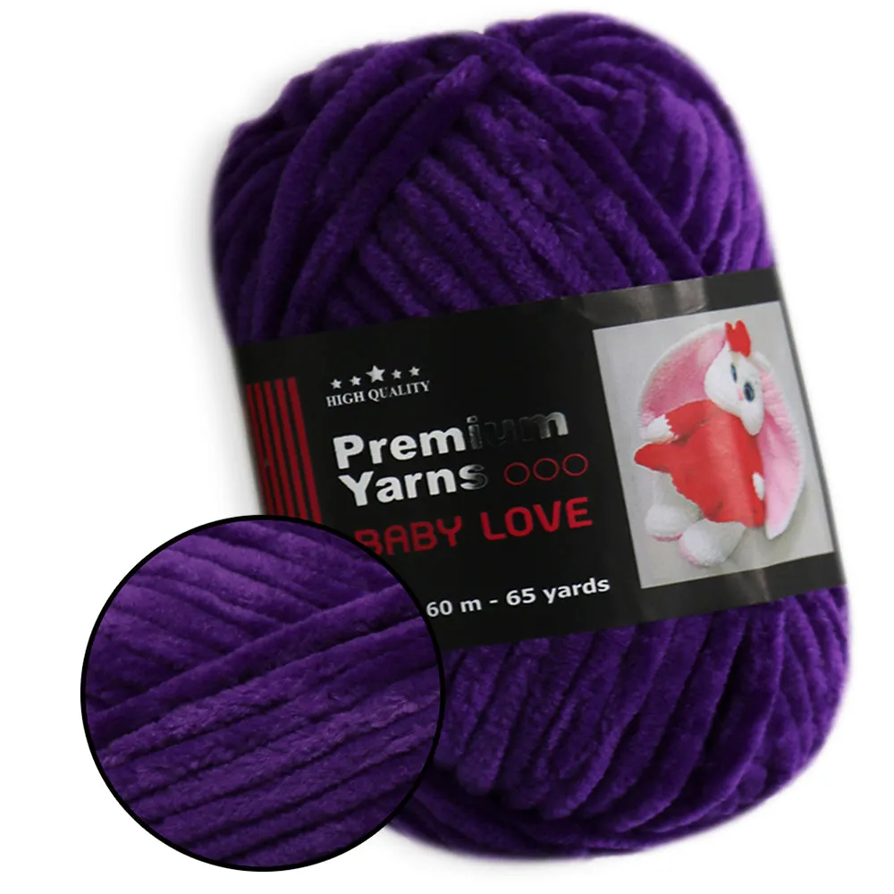 Premium Yarns Baby Love, 34 Colors, Chunky Chenille Yarn, 1.7 oz / 65.7 yards