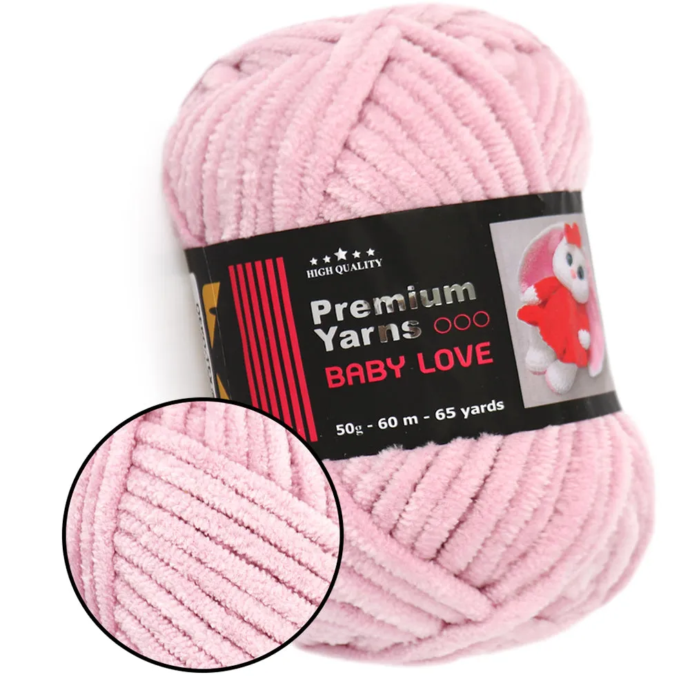 Premium Yarns Baby Love, 34 Colors, Chunky Chenille Yarn, 1.7 oz / 65.7 yards