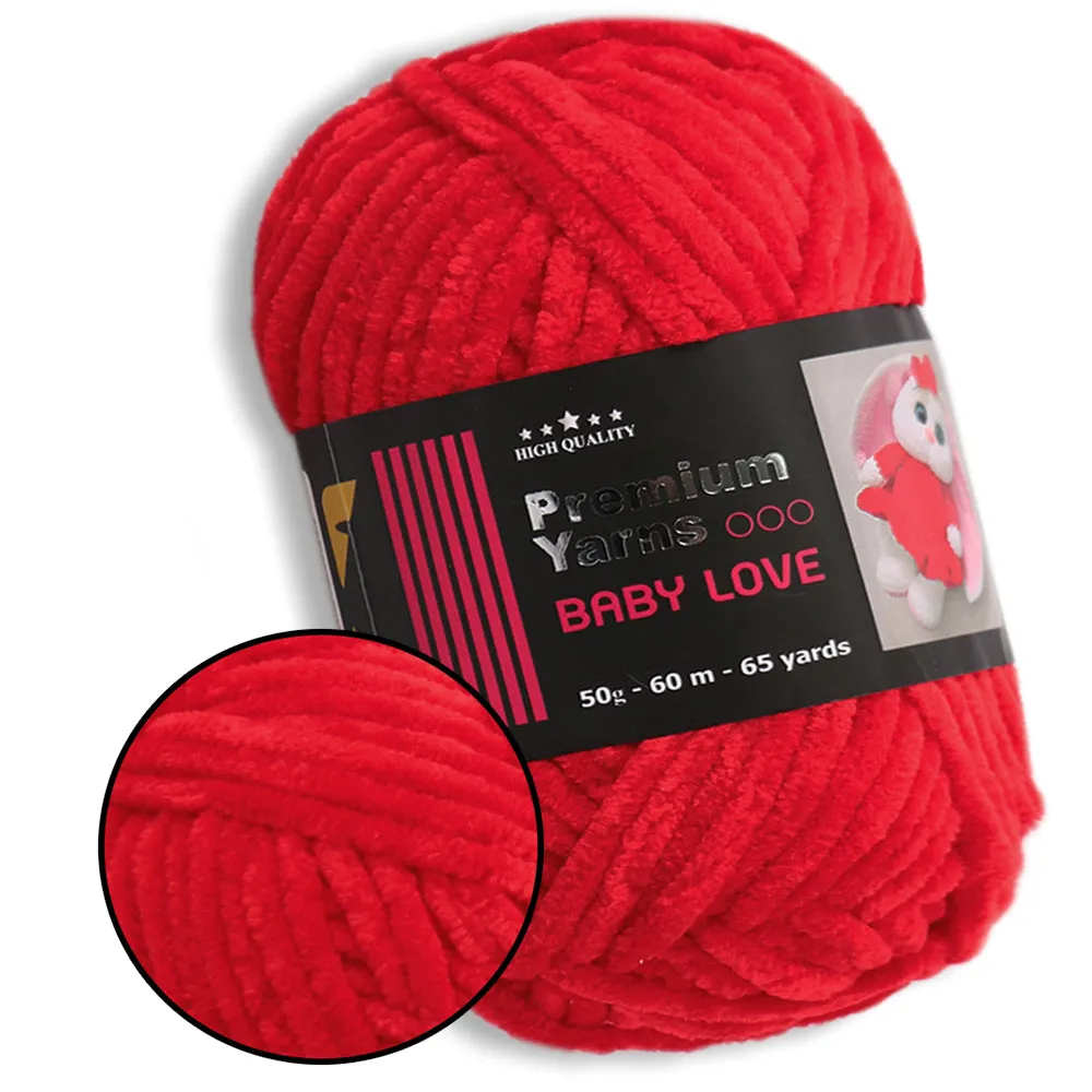 Premium Yarns Baby Love, 34 Colors, Chunky Chenille Yarn, 1.7 oz / 65.7 yards