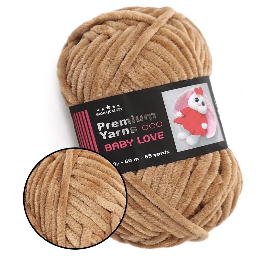 Premium Yarns Baby Love, 34 Colors, Chunky Chenille Yarn, 1.7 oz / 65.7 yards