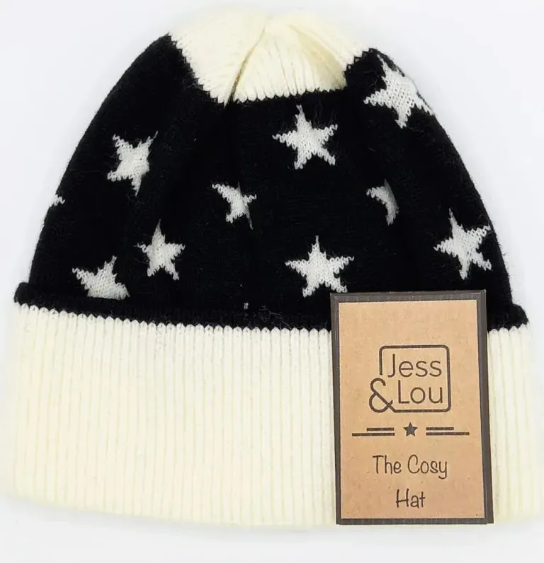 Unisex Black Star Beanie Hat
