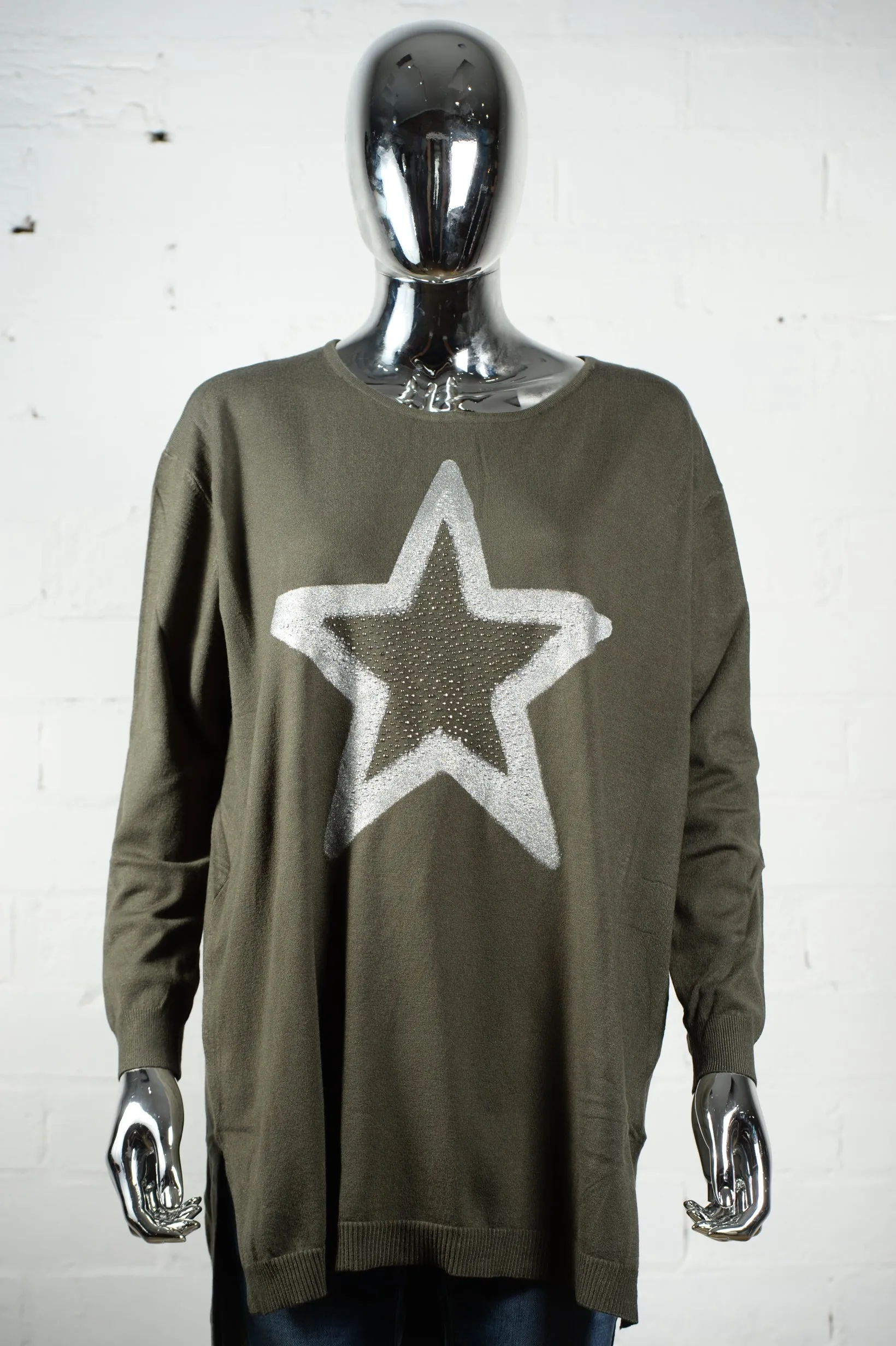 Womens Khaki Jumper with Star
